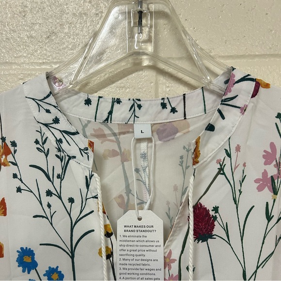 35. Floral Maxi Dress - White with Multicolor Accents - Picture 2 of 5